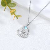 Sterling Silver Moonstone Pug Chihuahua Poodle German Shepherd Maltese Pendant Necklace Engraved wth I Love You Forever