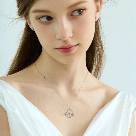 Sterling Silver Mother Daughter Father Daughter Sister Pendant Necklace Family Jewelry for Christmas Mother's Day