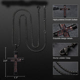 14K Gold Plated Wooden Abalone Shell Cross Pendant Necklacefor Men
