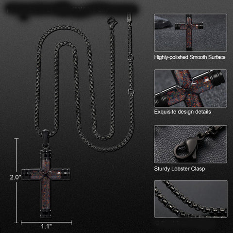 14K Gold Plated Wooden Abalone Shell Cross Pendant Necklacefor Men
