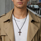 14K Gold Plated Wooden Cross Necklace  Christian Jewelry Gifts for Men