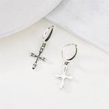 Cross Earrings 925  Silver Nail Cross Dangle Barbed Wire Huggie Hoop Earrings Religion Cross Jewelry Gifts for Men Women