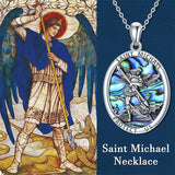 Sterling Silver Saint Michael Saint Christopher Amulet Pendant Necklace for Men