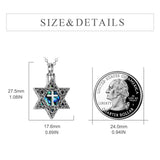 Star of David Urn Necklace Sterling Silver Crosse Abalone Shell Jewish Jewelry for Women Men