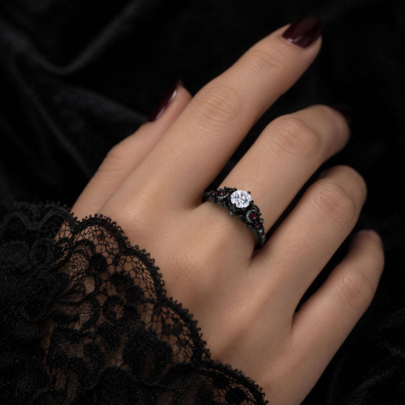 Sterling Silver 10K 14K 18K Gold Custom Engraved Moissanite Engagement Wedding Ring