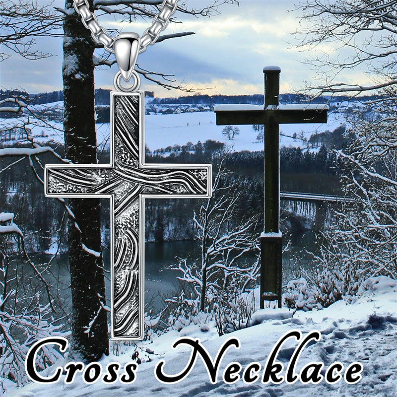 Sterling Silver Cross Religious Necklace for Men