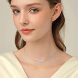 Sterling Silver Cross Father Daughter Mother Daughter Sister Pendant Necklace Engraved with I Love You Forever