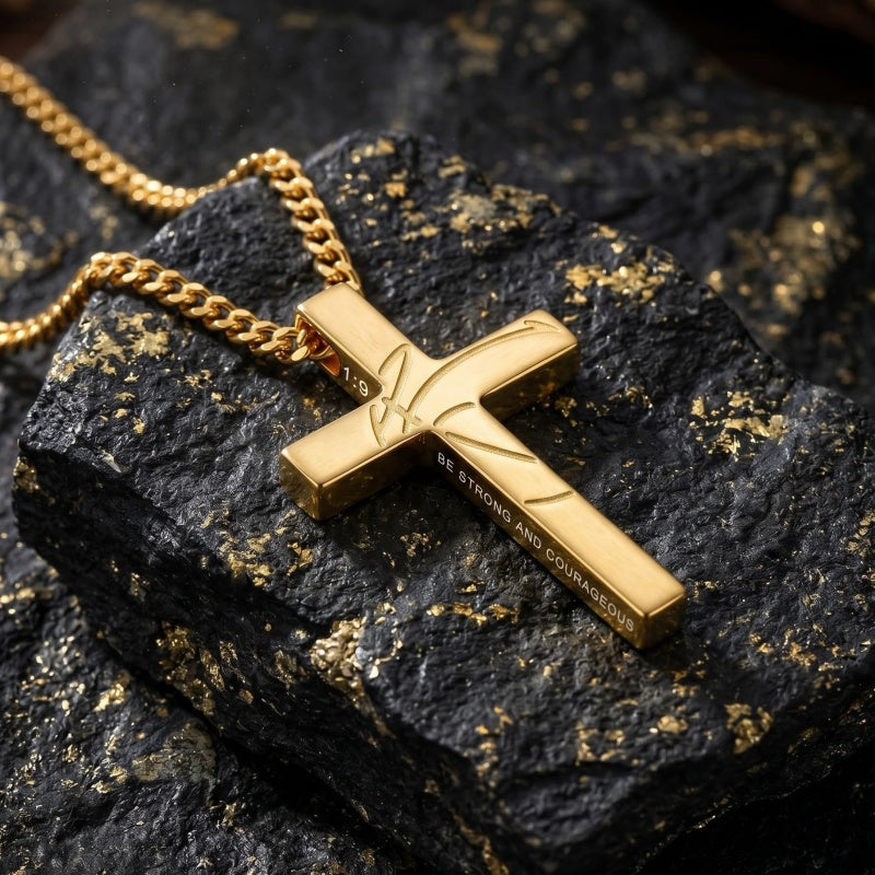 14K Gold Plated Soccer Football Basketball Baseball Cross  with Bible Verses Religious Pendant Necklace for Men