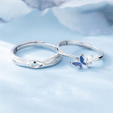 Copper Cubic Zirconia  Butterfly Adjustable Couple Rings