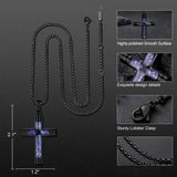 14K Gold Plated Wooden Abalone Shell Cross Pendant Necklacefor Men