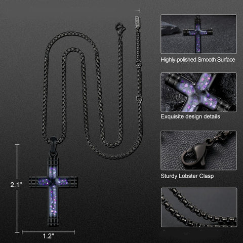 14K Gold Plated Wooden Abalone Shell Cross Pendant Necklacefor Men