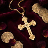 10K 14K 18K Gold Cross Pendant Necklace Religious Jewelry Gifts for Men and Women