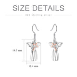 Sterling Silver Angel Cross Dangle Earrings