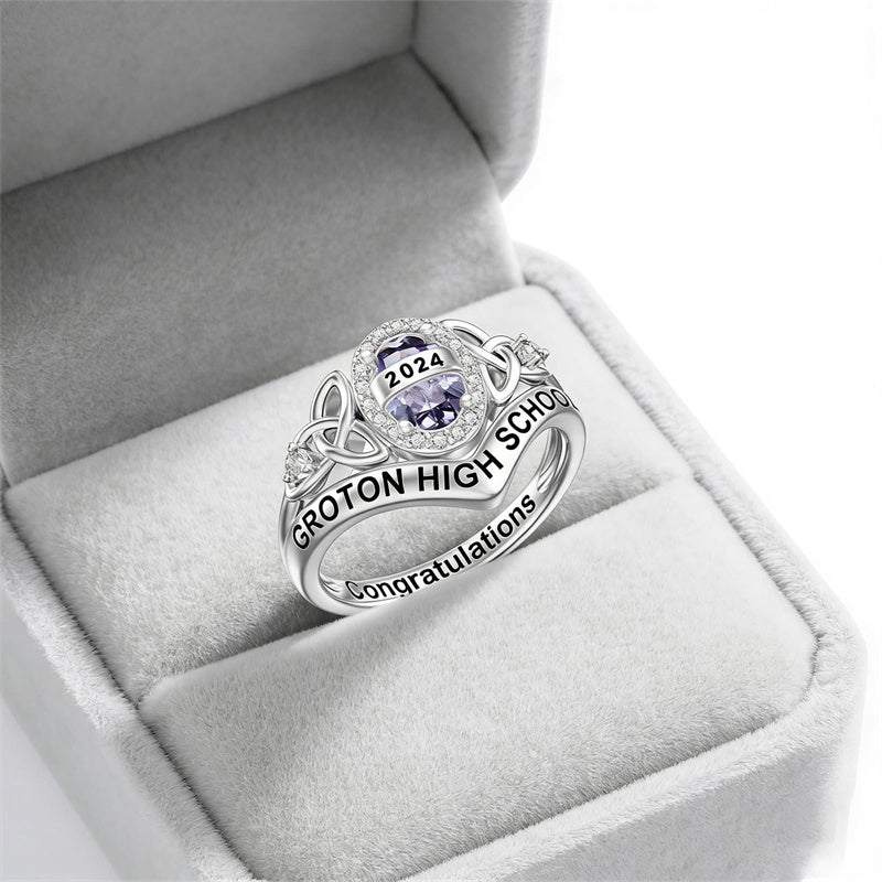 Sterling Silver Personalized High School College Graduation Ring