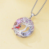 Sterling Silver Crystal Tree of Life Cardinal  Cat Hummingbird Dog Dragonfly Eagle Pendant Necklace