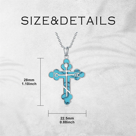 Sterling Silver Russian Eastern Orthodox Cross Pendant Necklace