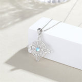 Sterling Silver Moonstone Witches Knot Pendant Necklace