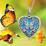 Sterling Silver Personalized Photo Engraved Abalone Shell Butterfly Dragonfly Urn Necklace for Ashes