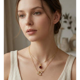 14K Gold Birthstone Birth Flower  Pendant Necklace Birthday Jewelry Gifts for Women
