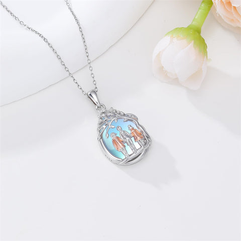 Sterling Silver Moonstone Teardrop Father Daughter Mother Daughter Pendant Necklace