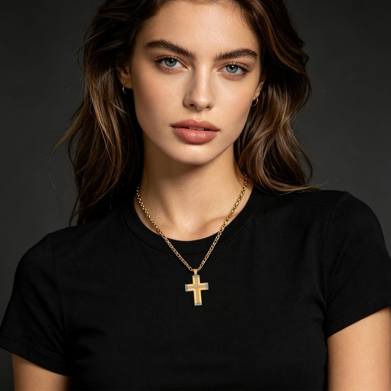 14K Gold  Plated Cross Necklace Simple Religious Jewelry Gift