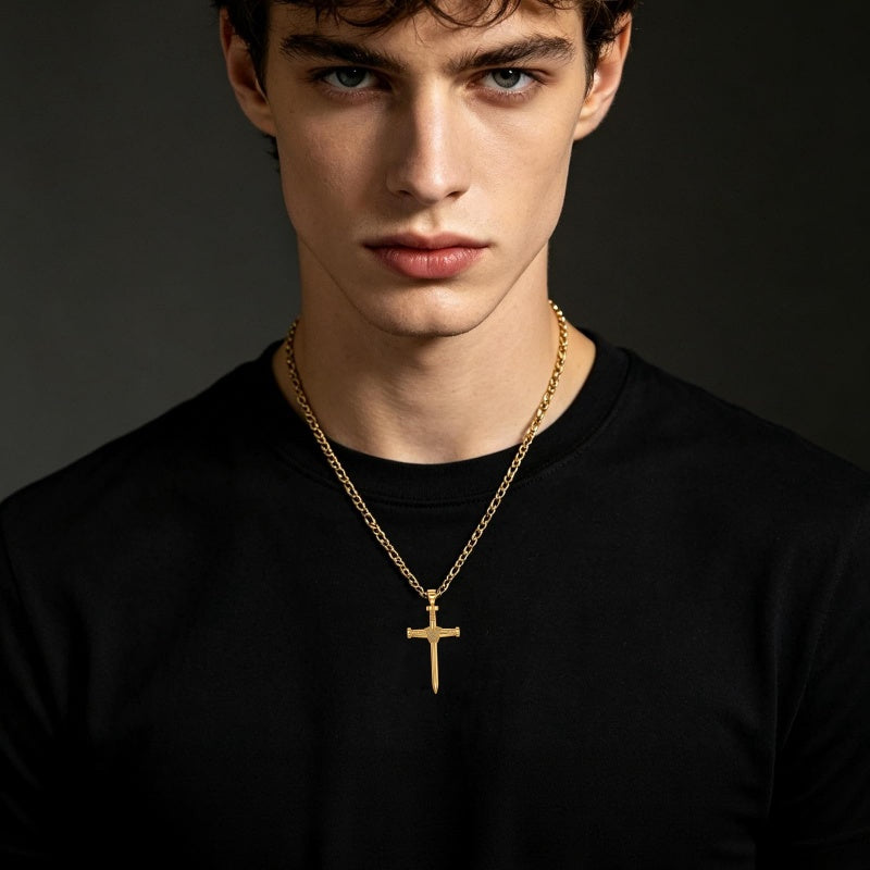 14K Gold  Plated Cross Necklace Simple Religious Jewelry Gift