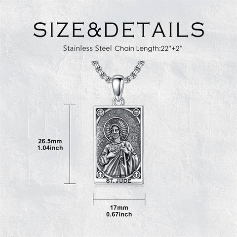 Sterling Silver Saint Anthony Saint Jude Saint Christopher   Saint Michael Amulet Religious Pendant Necklace