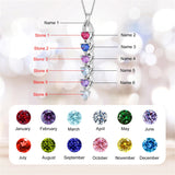 Sterling Silver Personalized  Birthstone Engraved Pendant Necklace for Women
