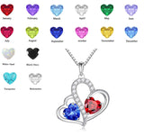 10 14 18K Gold Personalized Heart Birthstone Pendant Necklace