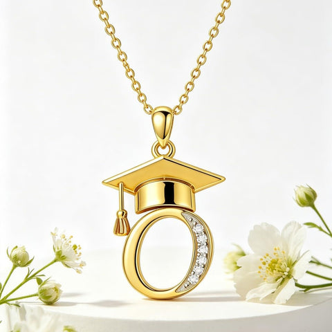 Initial  Graduation 14K Gold Plated Inspiring Grad Pendant Necklace Graduations Jewelry Gifts