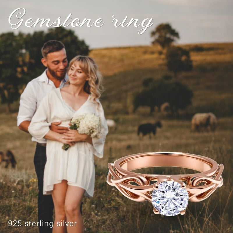 Sterling Silver 10K 14K 18K Gold Personalized Engraved 1-3 Carat Round Moissanite   Anniversary  Engagement Ring