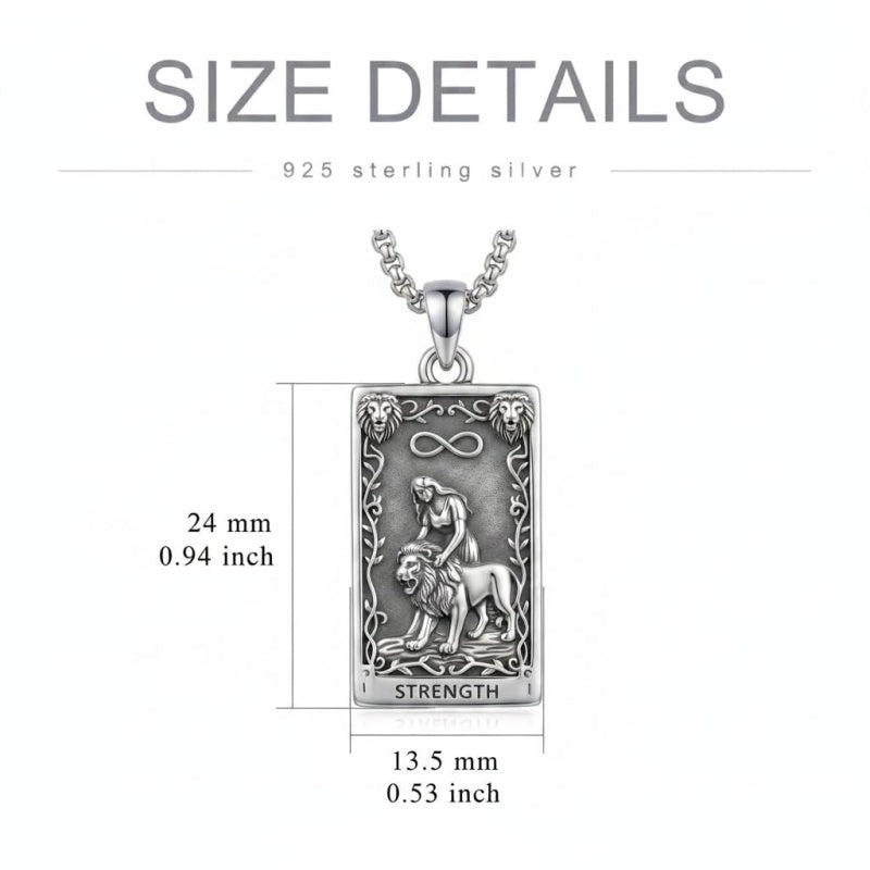 Sterling Silver Tarot Card Pendant  Necklace for Men Gothic Amulet Jewelry