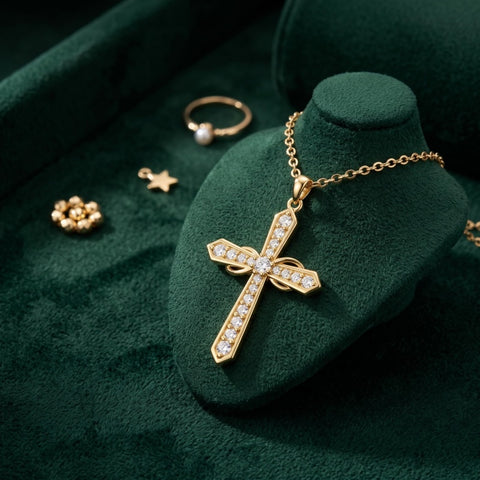 10K 14K 18K Gold Cross Pendant Necklace Religious Jewelry Gifts for Men and Women