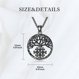 Sterling Silver Jerusalem Tree of Life Cross Religious Pendant Necklace