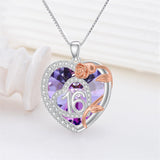 Sterling Silver Heart Crystal Rose 16th 18th 30th 40th 50th 60th Pendant Necklace for Mom Grandma Wife Daughter