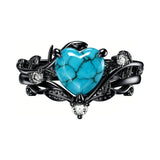 Sterling Silver Personalized Engraved 1-3CT Turquoise Engagement  Wedding Promise Ring Set for Her