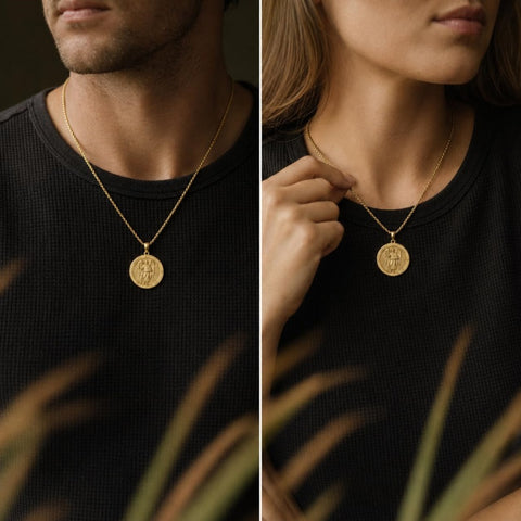 Patron Saint Medal Gold Plated Catholic Pendant Christian Religious Necklace Amulet Jewelry