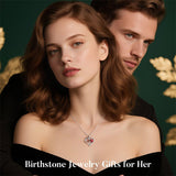 Sterling Silver Heart Birthstone Couple Hugging Necklace for Women Valentine's Day Gift