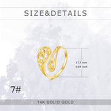 14k Yellow Gold Adjuatable Spoon Dragonfly Butterfly Hummingbird Animal Ring