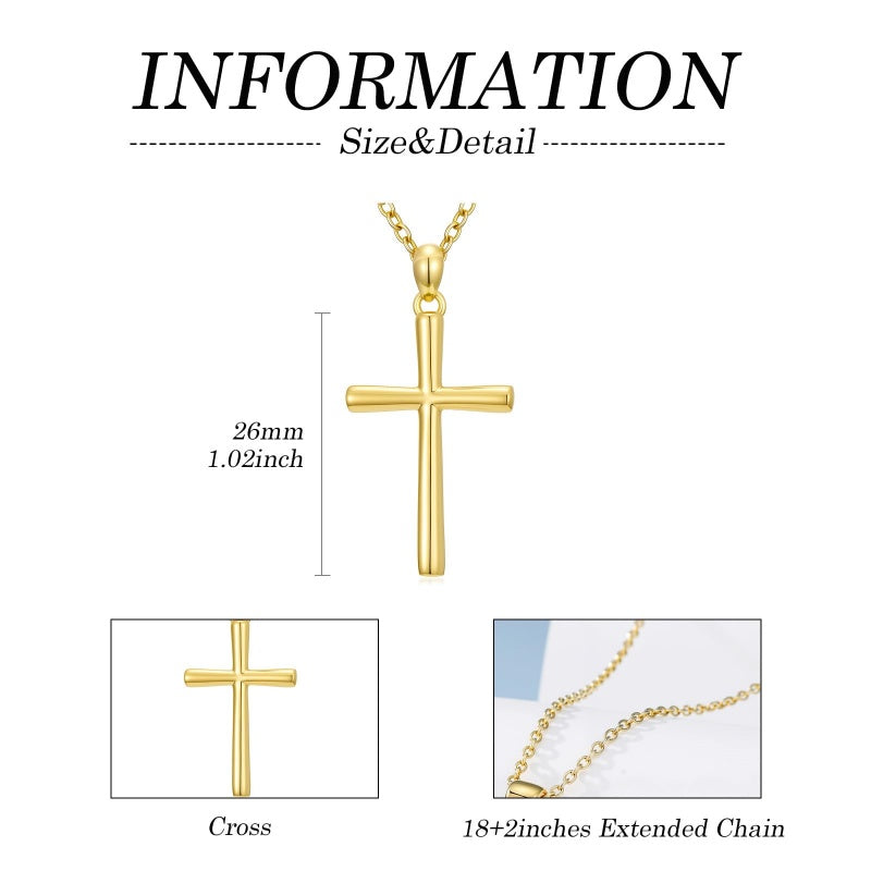 14K Gold Plated Cross Pendant Necklace Faith Jewelry Gift for Women