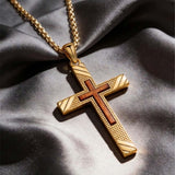 14K Gold Plated Wooden Cross Pendant Necklace Christian Catholic Jewelry Religious Gift
