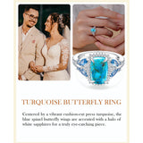 Sterling Silver Cushion Marquise Pear Round Oval Cut Turquoise Engagement Ring for Women