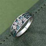Sterling Silver Turquoise  Dragonfly Hummingbird Turtle Butterfly Mountain Celtic Knot Lotus Ring  Gifts for Women