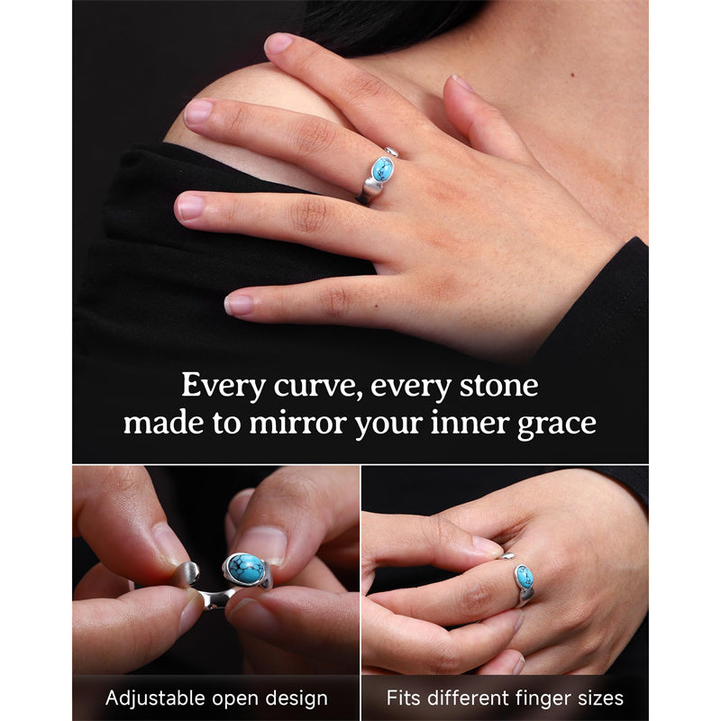 Sterling Silver Turquoise Adjustable  Rings for Women