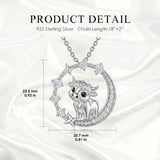 Sterling Silver Cubic Zirconia Raccoon Cat Dog Corgi Otter Highland Cow Pendant Necklace Gift for Birthday Christmas