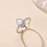 Sterling Silver Teardrop CZ Urn Rings for Ashes