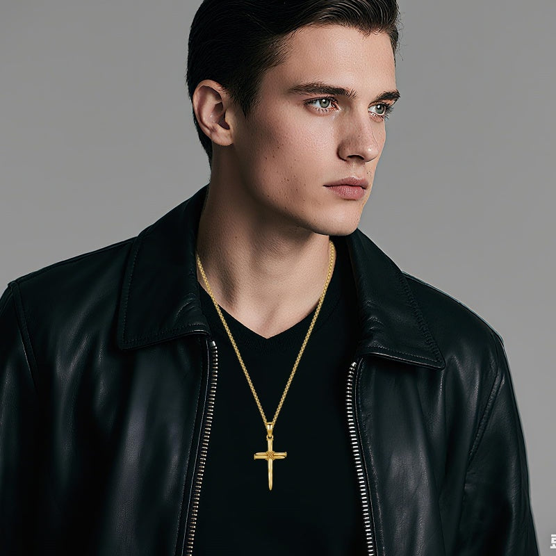 14K Gold Plated Cross Pendant Necklace Protection Jewelry Religious Gift