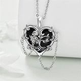 Witches Heart Pendant Necklace 925 Sterling Silver Gothic Jewelry Goth Halloween Gifts for Women