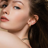 14K Gold Plated Cubic Zirconia X-shaped Huggie Earrings for Women