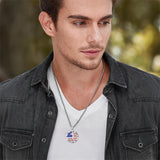 Sterling Silver American Flag Baseball  Basketball Boxing Football Golf Sports Pendant Necklace